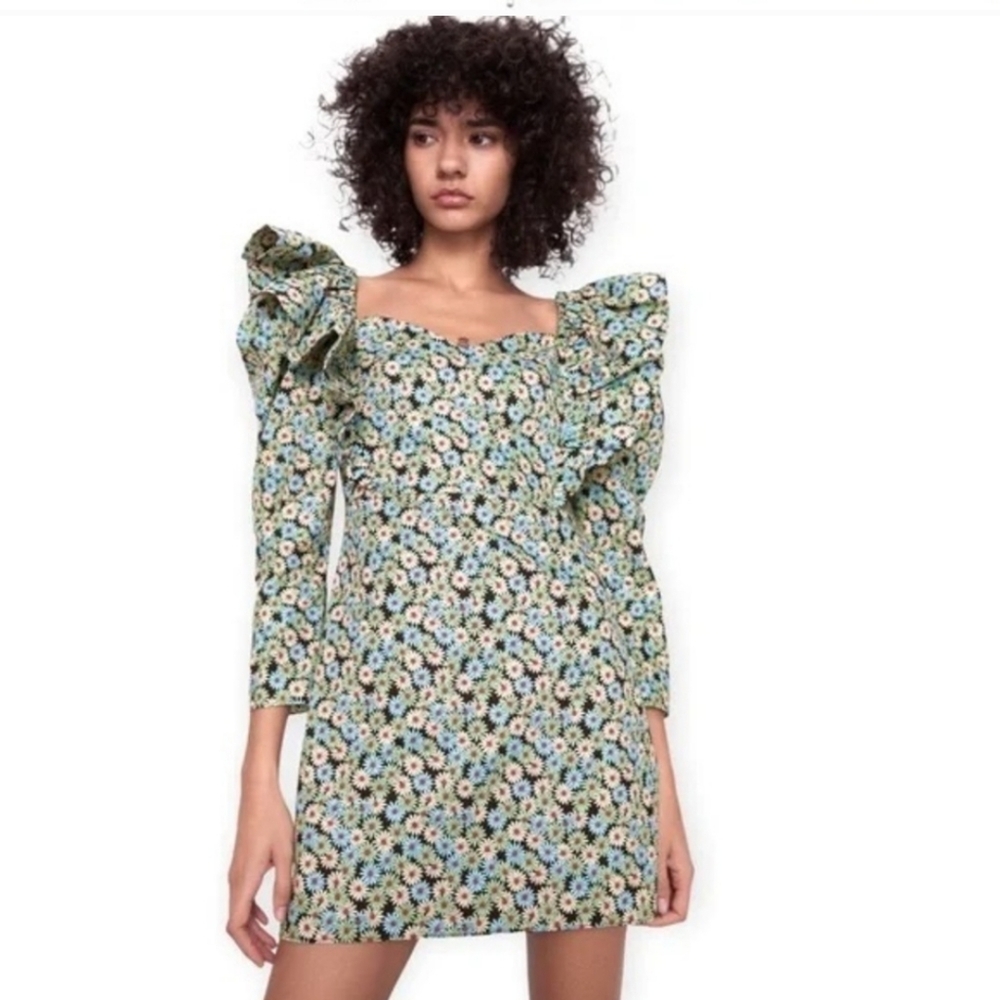 Zara Puffed Sleeve Daisy Dress